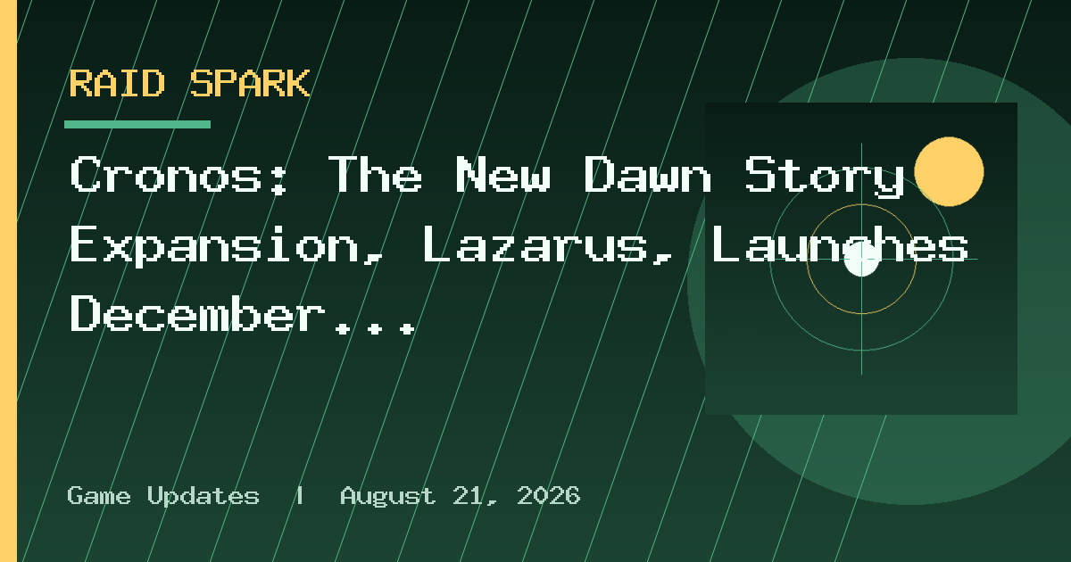 Cronos: The New Dawn Story Expansion, Lazarus, Launches December 3