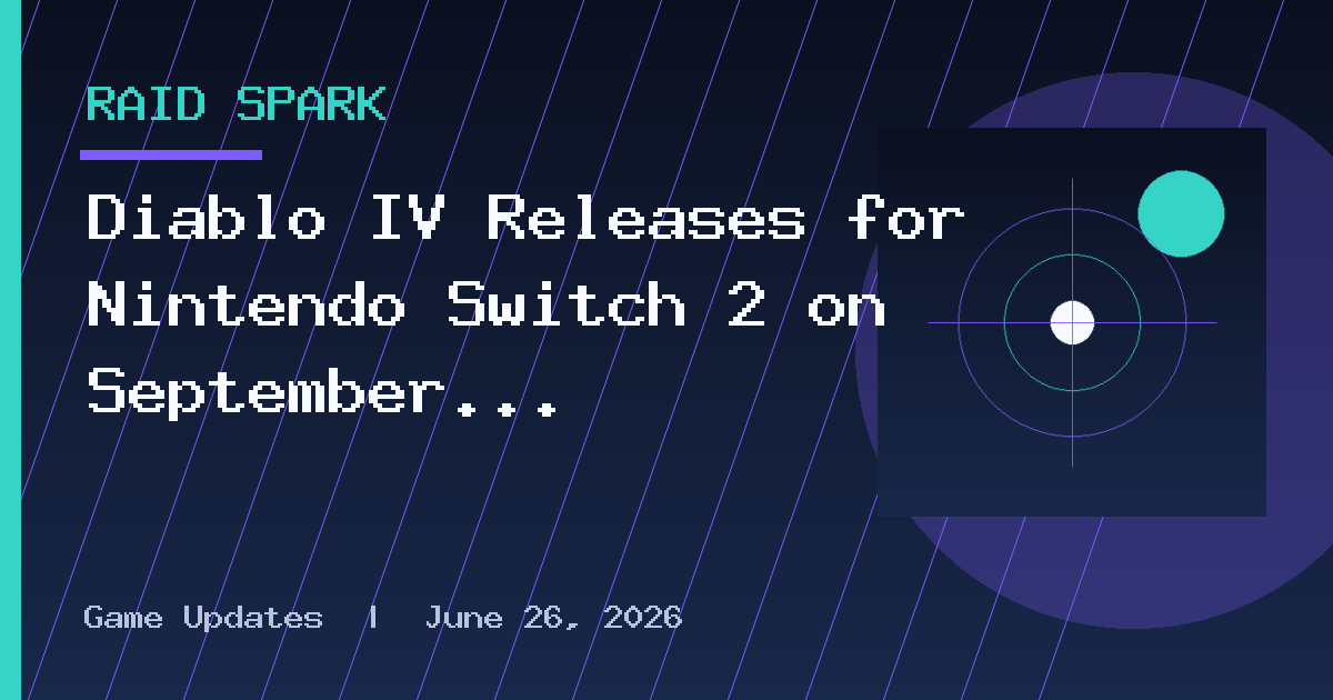 Diablo IV Releases for Nintendo Switch 2 on September 15